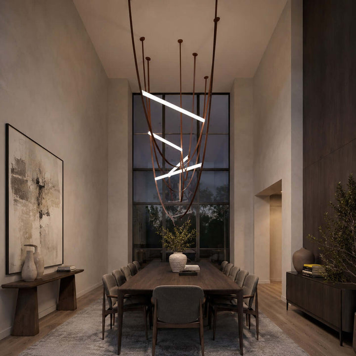 Brown Leather LED Pendant Light for Modern Interiors | Vinlighting