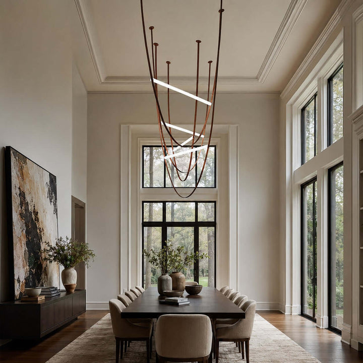 Brown Leather LED Pendant Light for Modern Interiors | Vinlighting