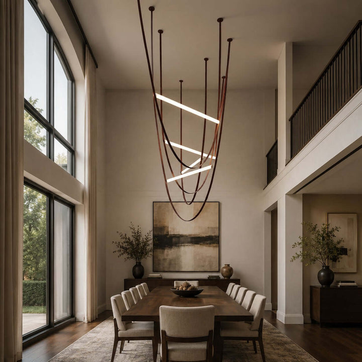Brown Leather LED Pendant Light for Modern Interiors | Vinlighting