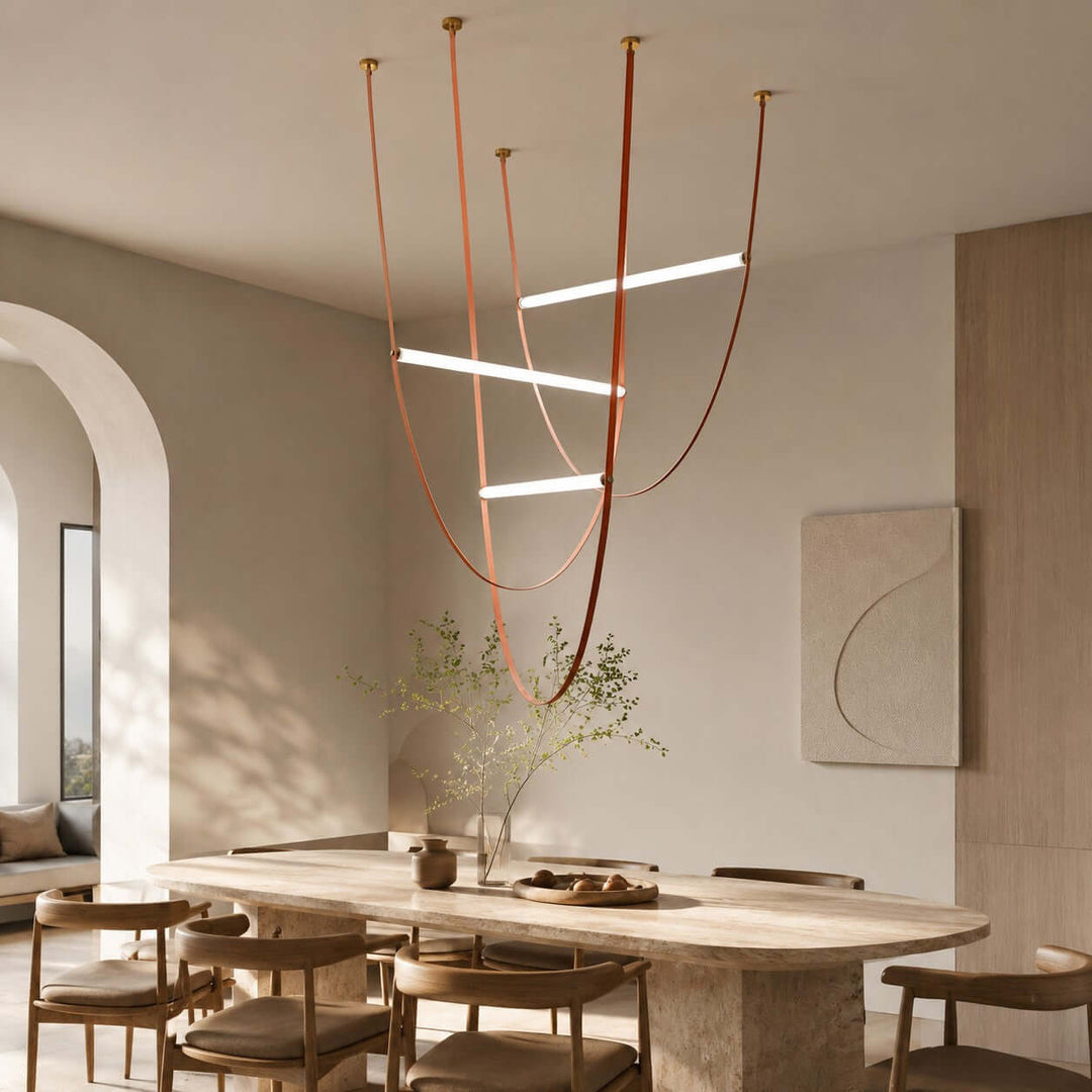 Brown Leather LED Pendant Light for Modern Interiors | Vinlighting