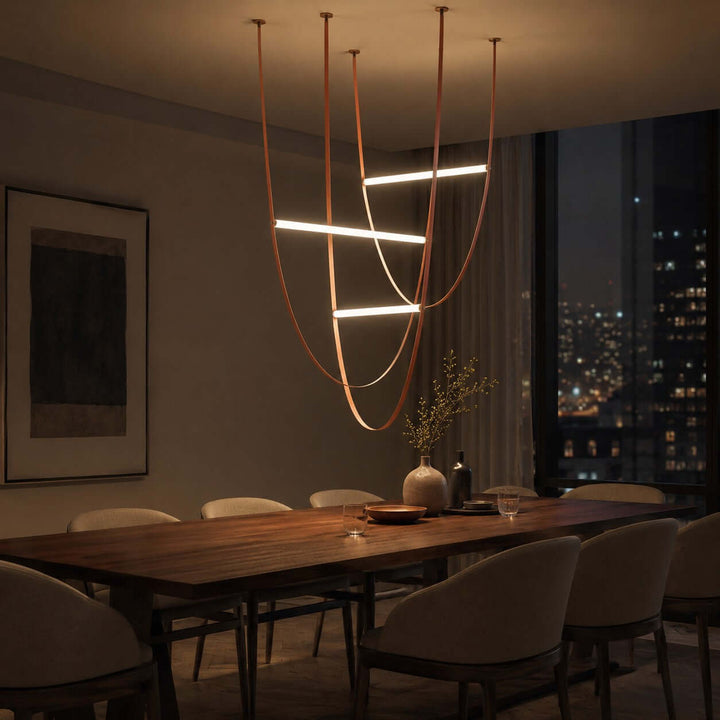 Brown Leather LED Pendant Light for Modern Interiors | Vinlighting