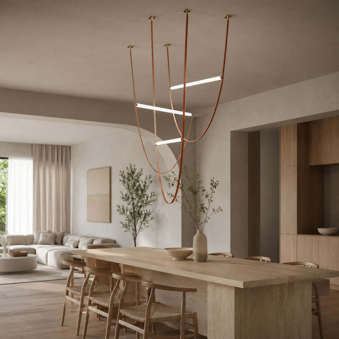Brown Leather LED Pendant Light for Modern Interiors | Vinlighting