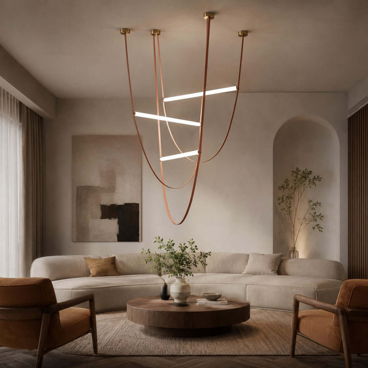 Brown Leather LED Pendant Light for Modern Interiors | Vinlighting