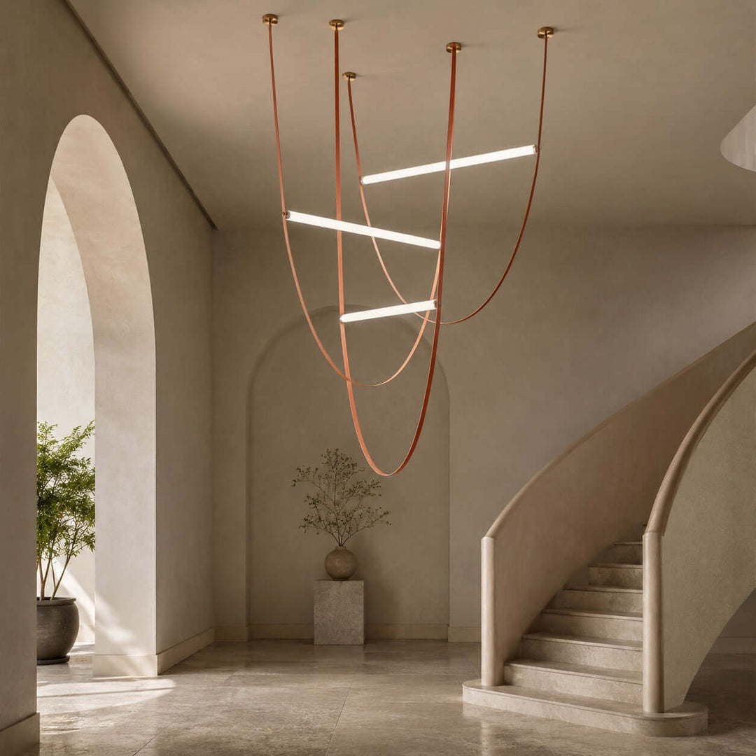 Brown Leather LED Pendant Light for Modern Interiors | Vinlighting