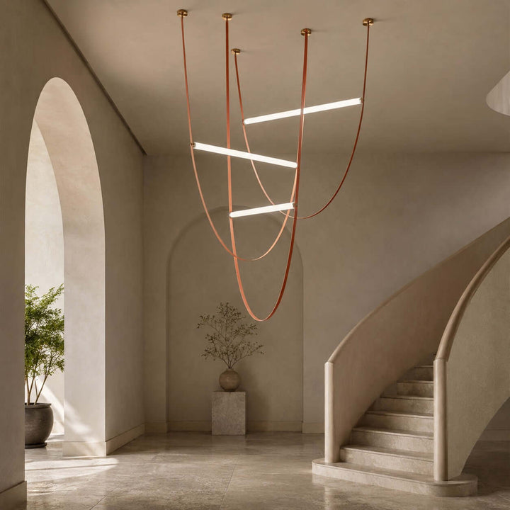 Brown Leather LED Pendant Light for Modern Interiors | Vinlighting