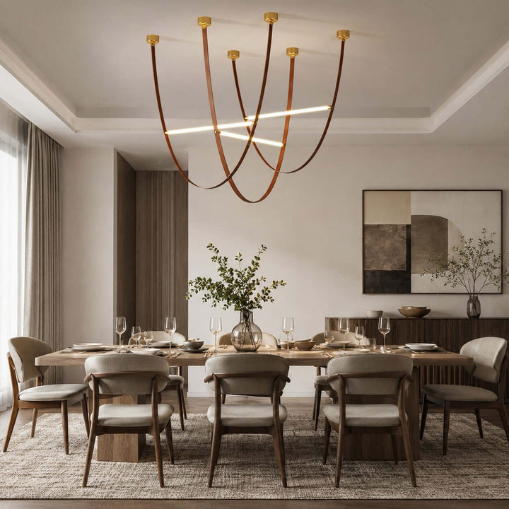 Brown Leather LED Pendant Light for Modern Interiors | Vinlighting