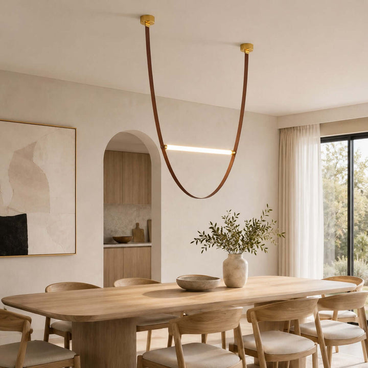 Brown Leather LED Pendant Light for Modern Interiors | Vinlighting