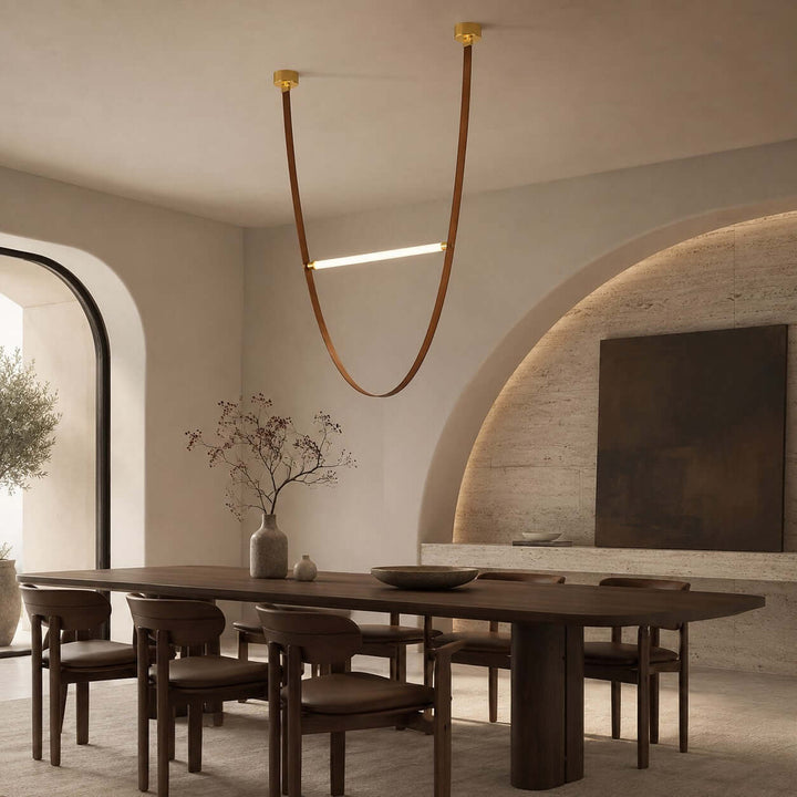 Brown Leather LED Pendant Light for Modern Interiors | Vinlighting