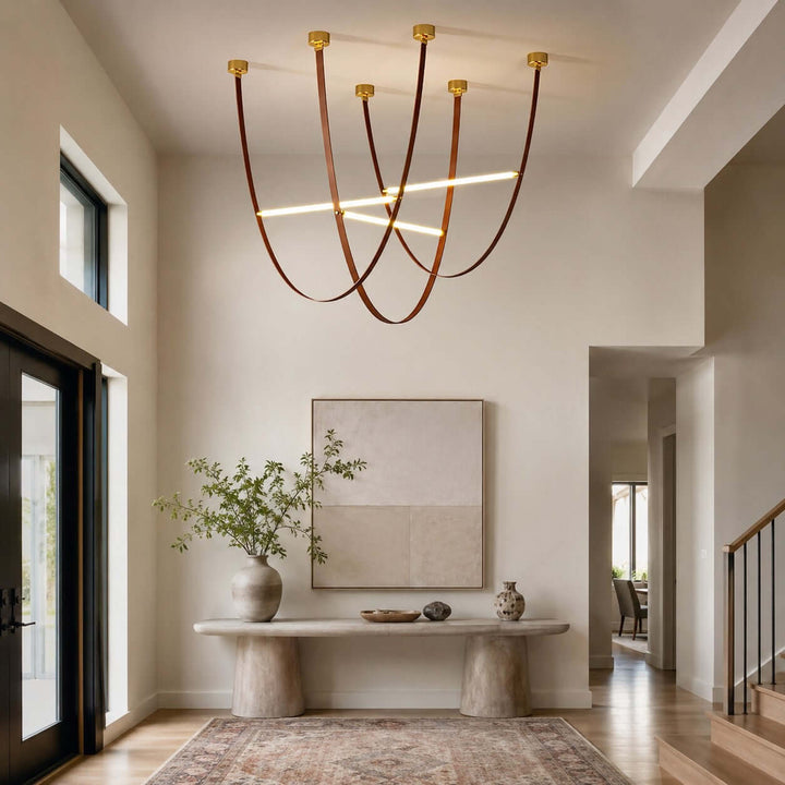 Brown Leather LED Pendant Light for Modern Interiors | Vinlighting
