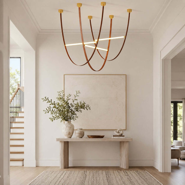 Brown Leather LED Pendant Light for Modern Interiors | Vinlighting