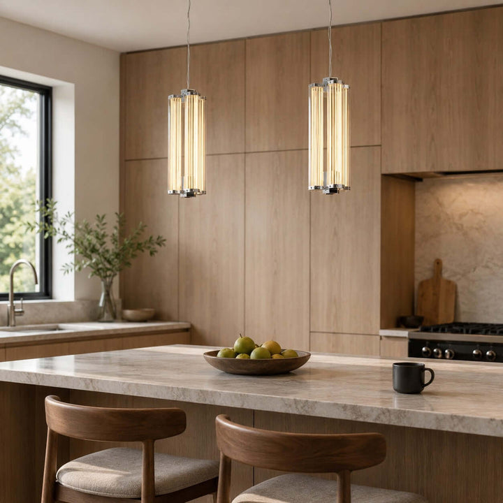 Cavelle Pendant Light - Industrial Hexagonal Glass Ceiling Pendant | Vinlighting
