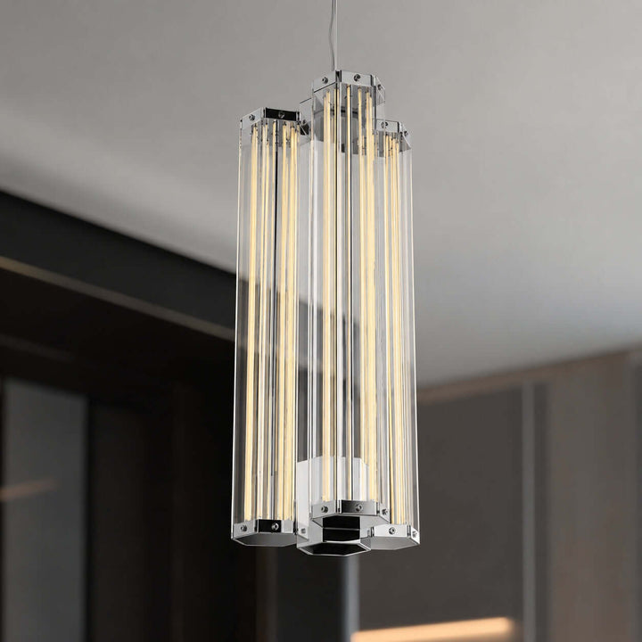Cavelle Pendant Light - Industrial Hexagonal Glass Ceiling Pendant | Vinlighting