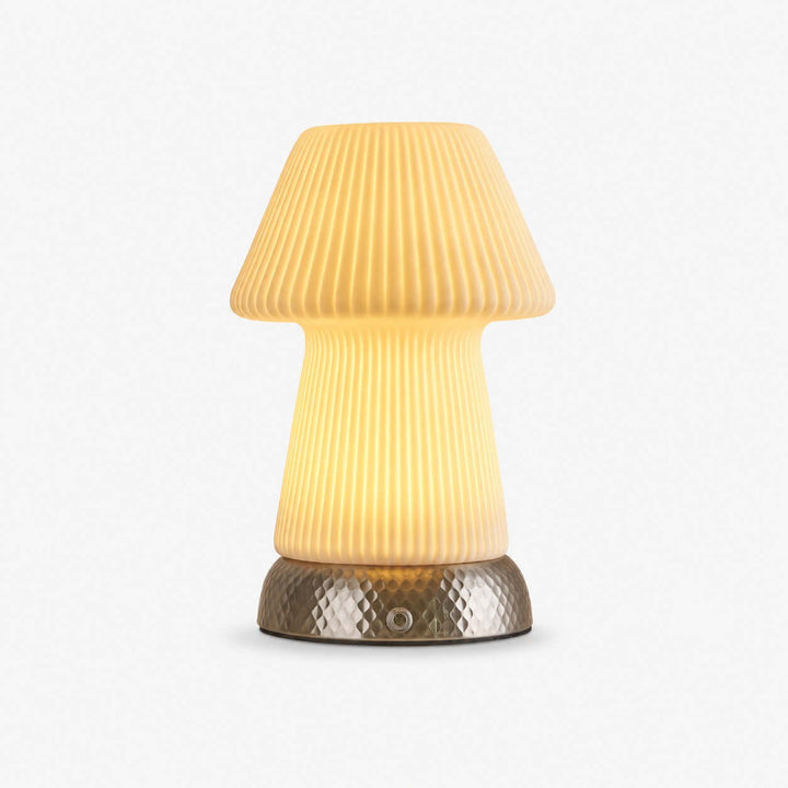 Cavori Rechargeable Ceramic Mushroom Table Lamp with Touch Dimmer