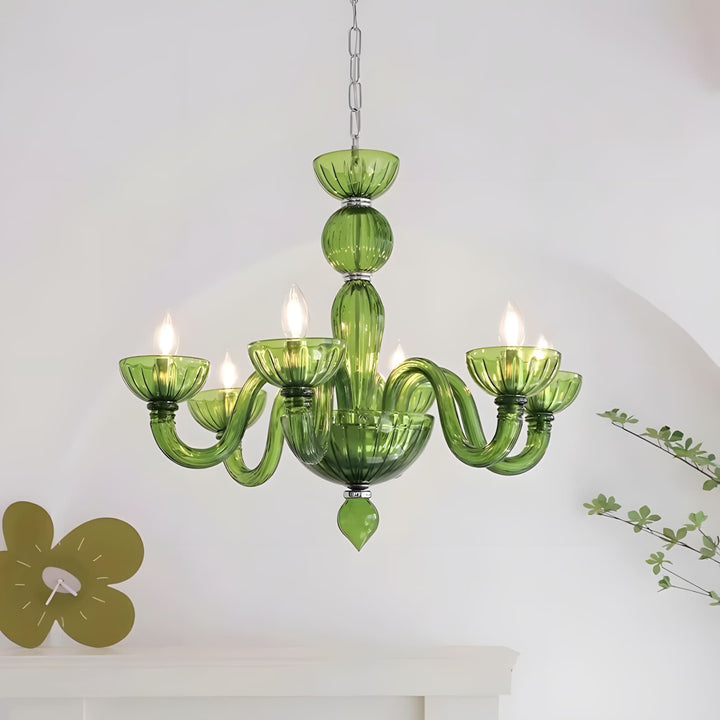 Celestia Candle Style Fluted Glass Chandelier – Vintage Charm