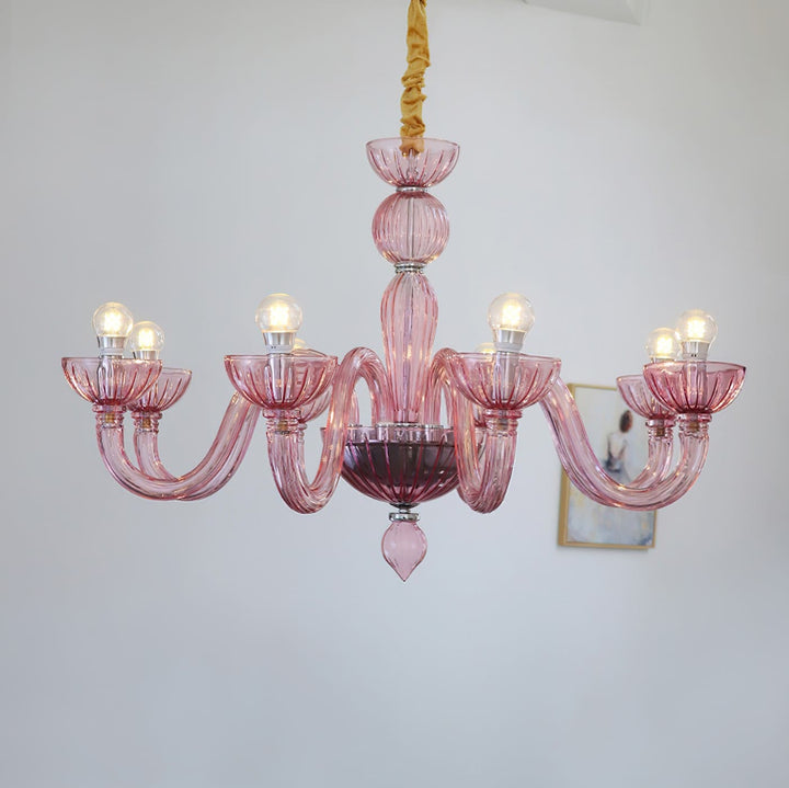 Celestia Candle Style Fluted Glass Chandelier – Vintage Charm