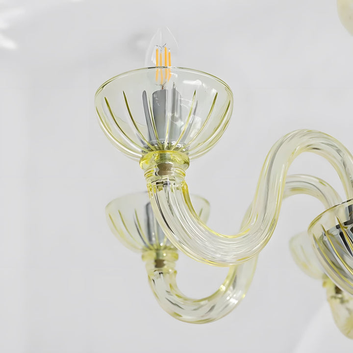 Celestia Candle Style Fluted Glass Chandelier – Vintage Charm