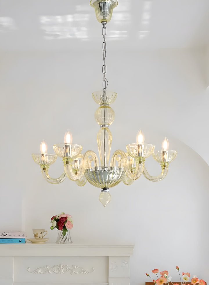 Celestia Candle Style Fluted Glass Chandelier – Vintage Charm