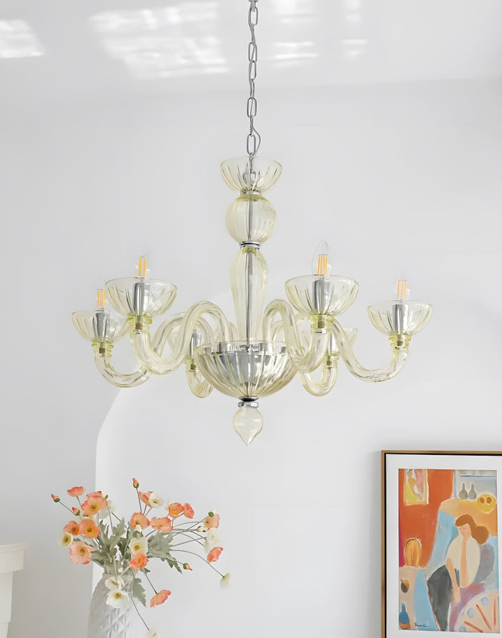 Celestia Candle Style Fluted Glass Chandelier – Vintage Charm