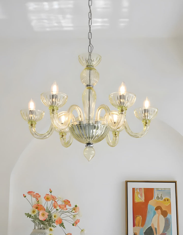 Celestia Candle Style Fluted Glass Chandelier – Vintage Charm