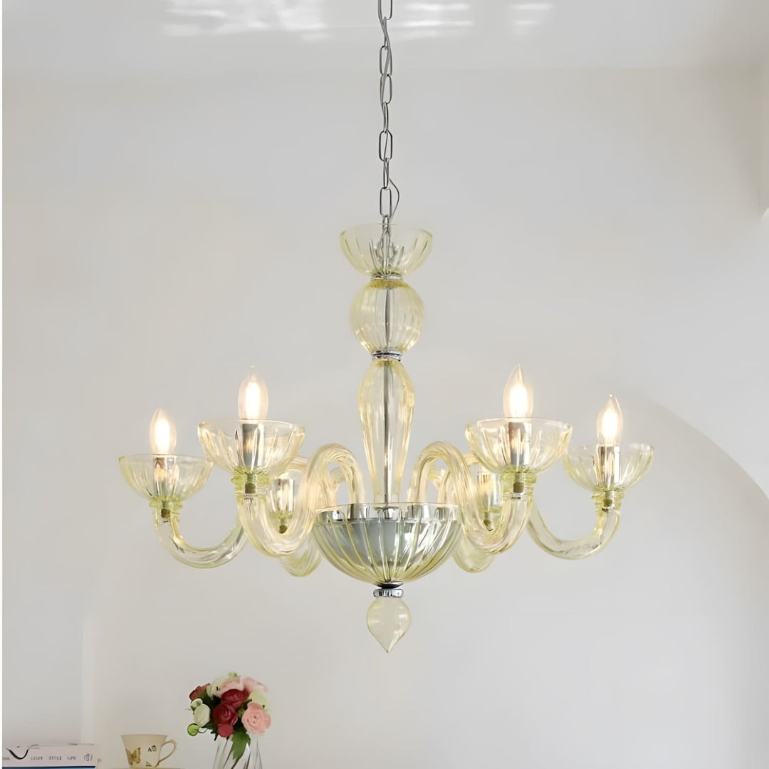 Celestia Candle Style Fluted Glass Chandelier – Vintage Charm
