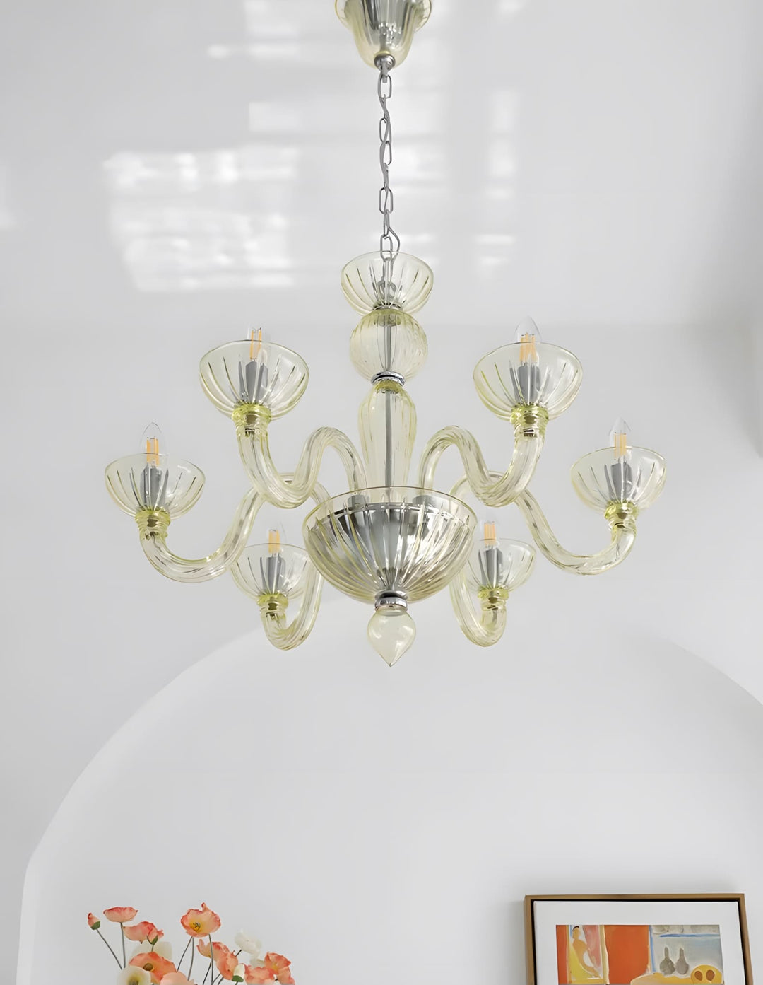 Celestia Candle Style Fluted Glass Chandelier – Vintage Charm