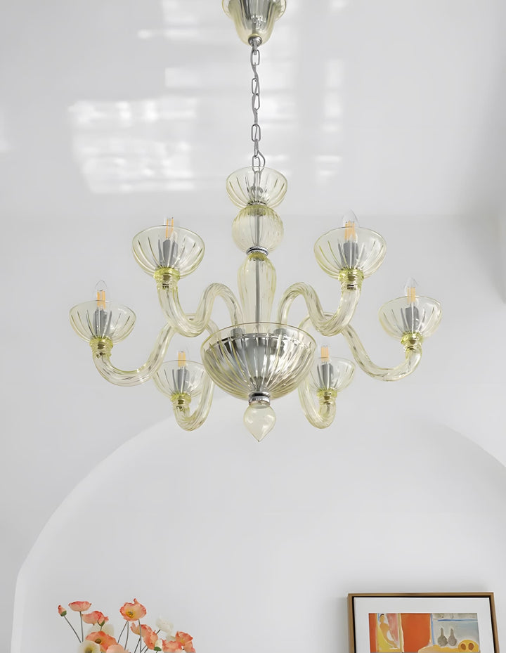 Celestia Candle Style Fluted Glass Chandelier – Vintage Charm