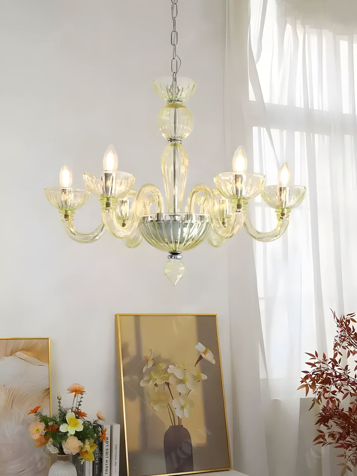 Celestia Candle Style Fluted Glass Chandelier – Vintage Charm