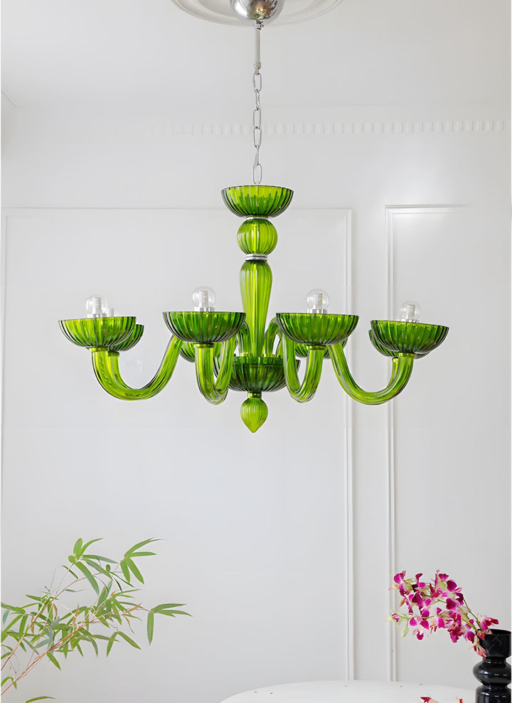 Celestia Candle Style Fluted Glass Chandelier – Vintage Charm