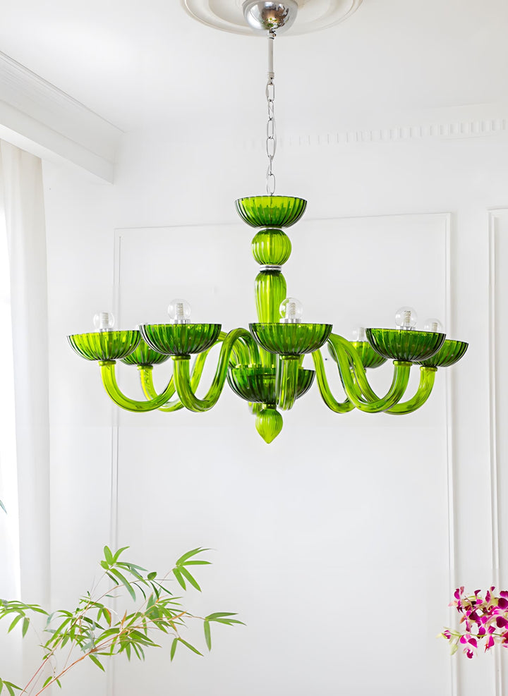 Celestia Candle Style Fluted Glass Chandelier – Vintage Charm