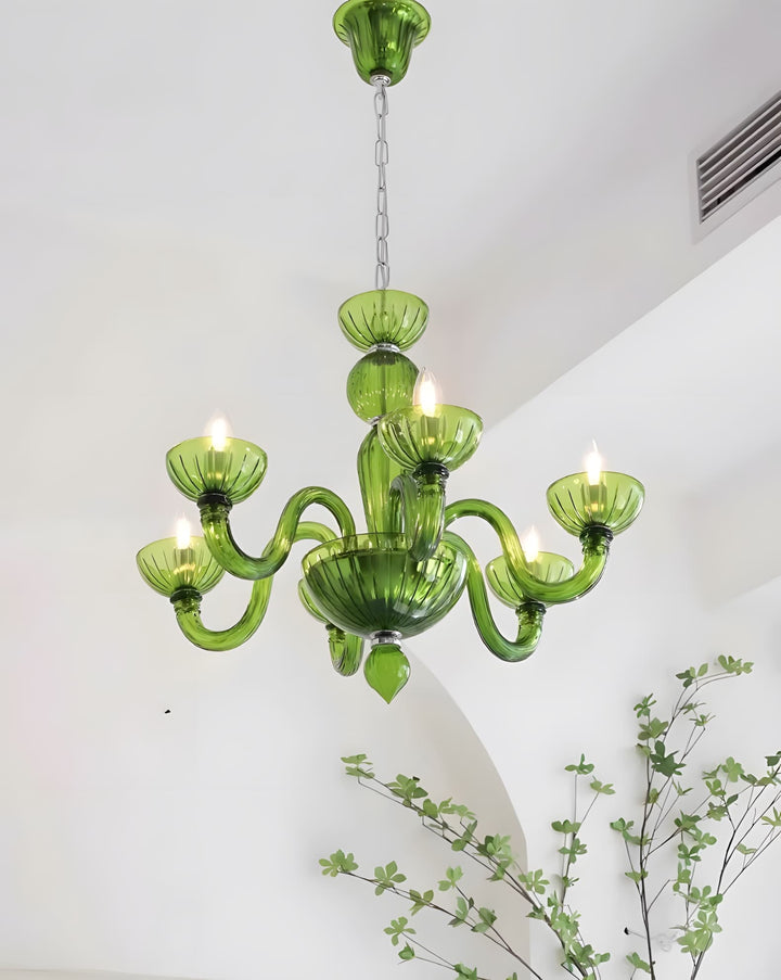 Celestia Candle Style Fluted Glass Chandelier – Vintage Charm