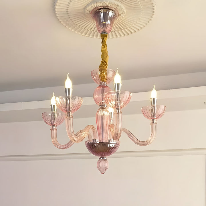 Celestia Candle Style Fluted Glass Chandelier – Vintage Charm