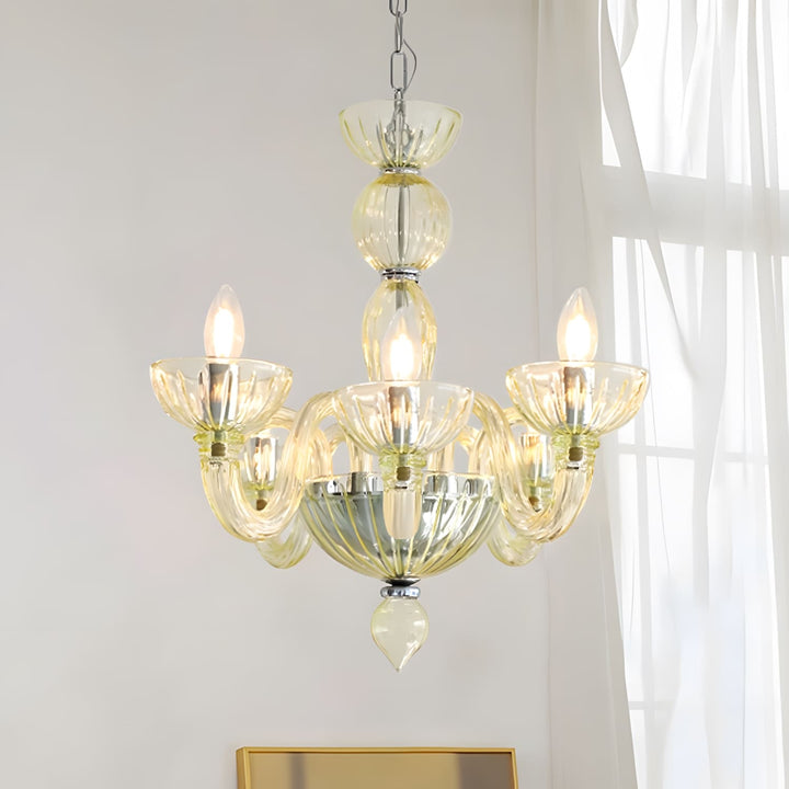 Celestia Candle Style Fluted Glass Chandelier – Vintage Charm