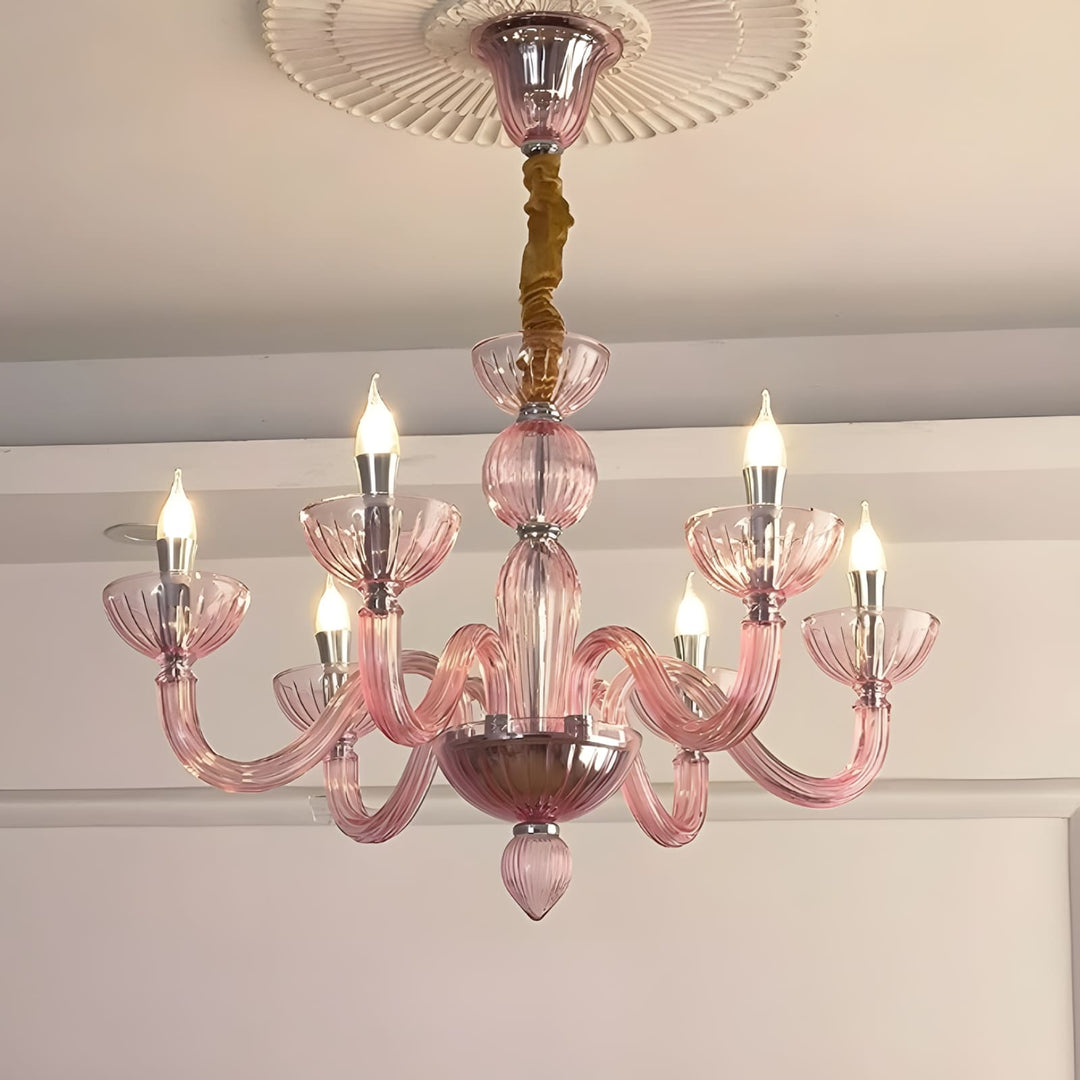 Celestia Candle Style Fluted Glass Chandelier – Vintage Charm