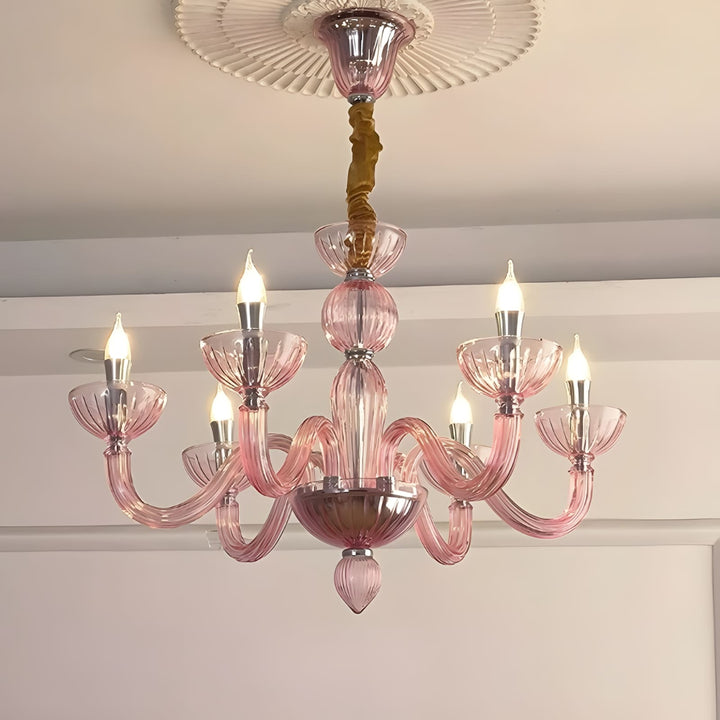 Celestia Candle Style Fluted Glass Chandelier – Vintage Charm