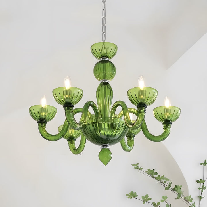 Celestia Candle Style Fluted Glass Chandelier – Vintage Charm
