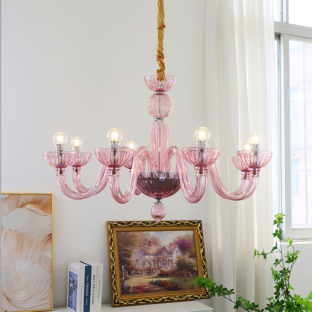 Celestia Candle Style Fluted Glass Chandelier – Vintage Charm