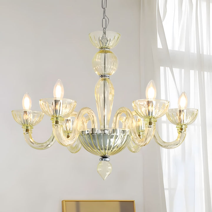 Celestia Candle Style Fluted Glass Chandelier – Vintage Charm