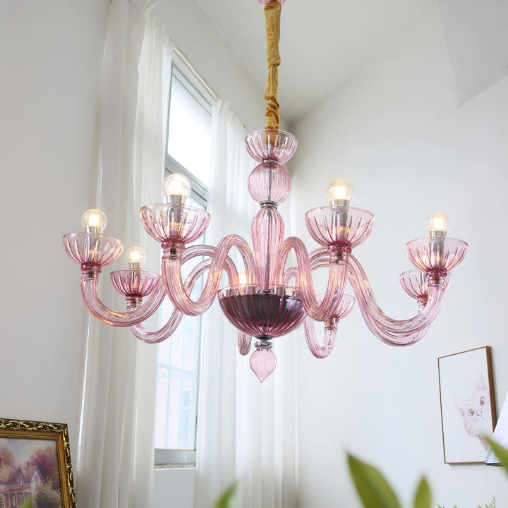 Celestia Candle Style Fluted Glass Chandelier – Vintage Charm