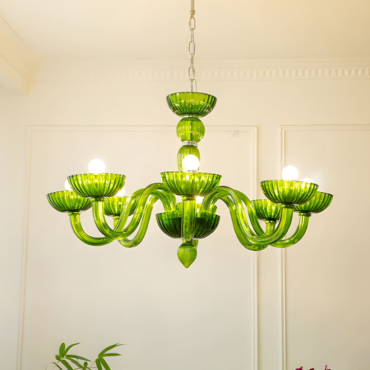 Celestia Candle Style Fluted Glass Chandelier – Vintage Charm
