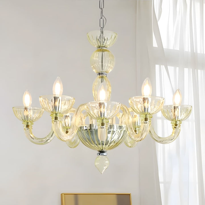 Celestia Candle Style Fluted Glass Chandelier – Vintage Charm