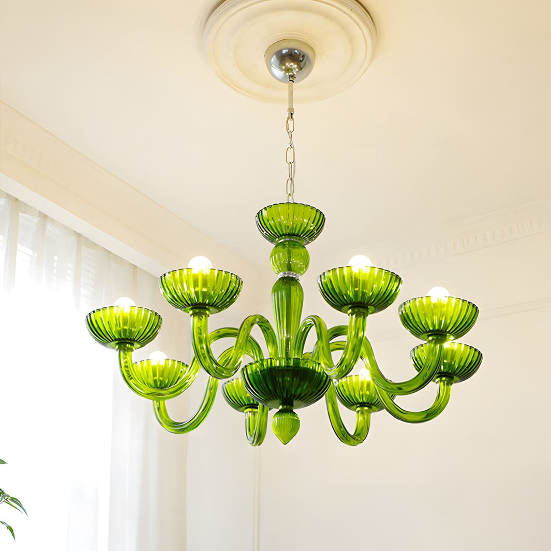 Celestia Candle Style Fluted Glass Chandelier – Vintage Charm