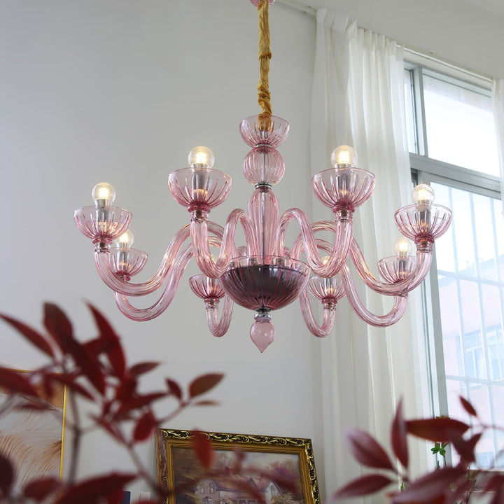 Celestia Candle Style Fluted Glass Chandelier – Vintage Charm