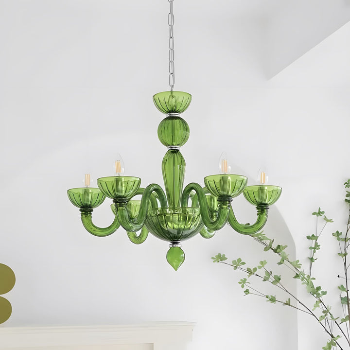 Celestia Candle Style Fluted Glass Chandelier – Vintage Charm