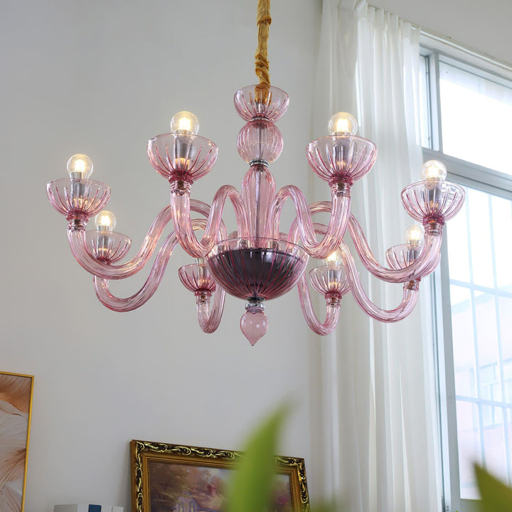 Celestia Candle Style Fluted Glass Chandelier – Vintage Charm