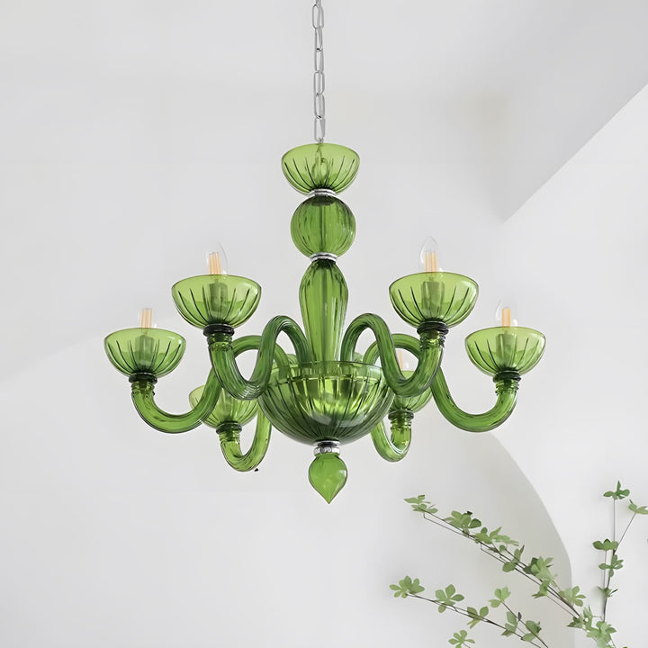 Celestia Candle Style Fluted Glass Chandelier – Vintage Charm