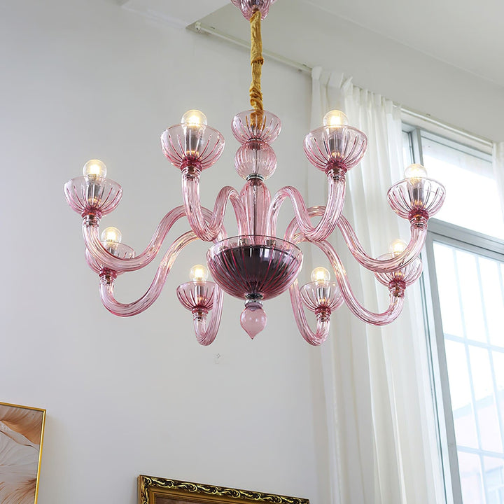 Celestia Candle Style Fluted Glass Chandelier – Vintage Charm