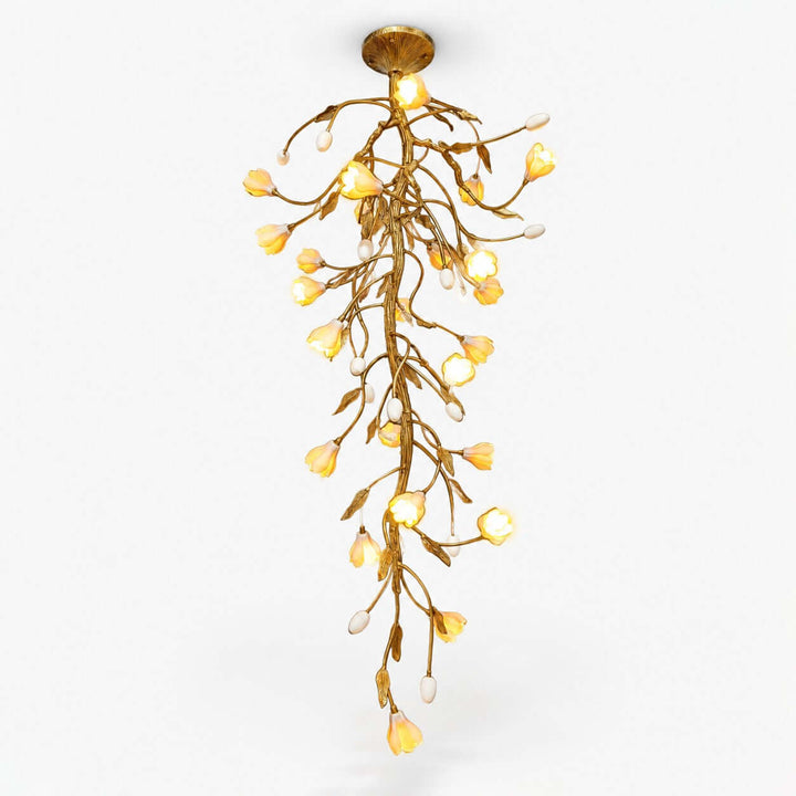 Celmori Chandelier | Gold Branches and Ceramic for Staircases
