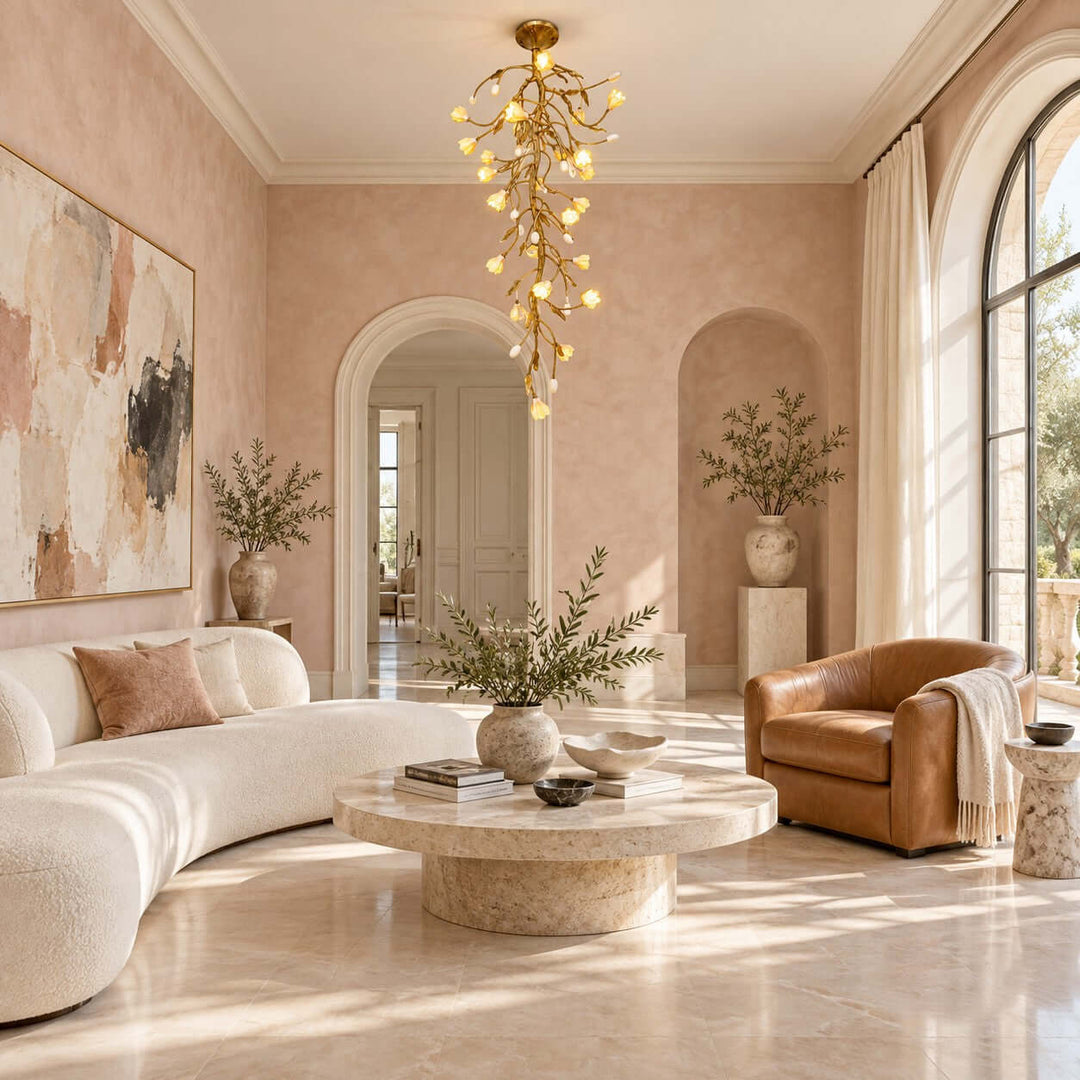 Celmori Chandelier | Gold Branches and Ceramic for Staircases