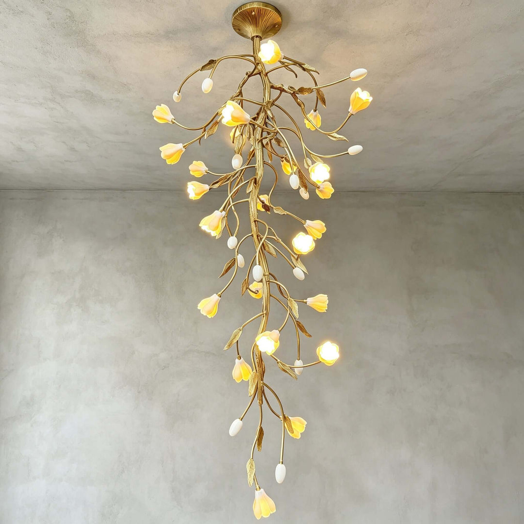 Celmori Chandelier | Gold Branches and Ceramic for Staircases