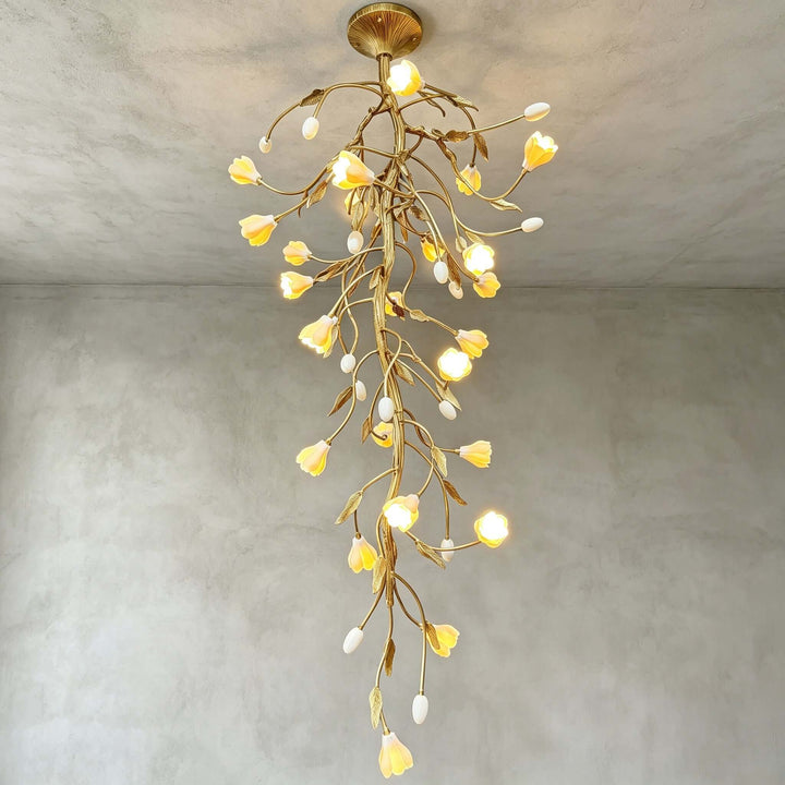 Celmori Chandelier | Gold Branches and Ceramic for Staircases